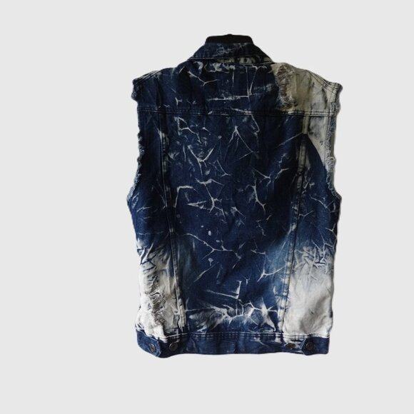 Carbon women's denim vest size L, distressed, front button, adjustable waist, - Picture 2 of 14